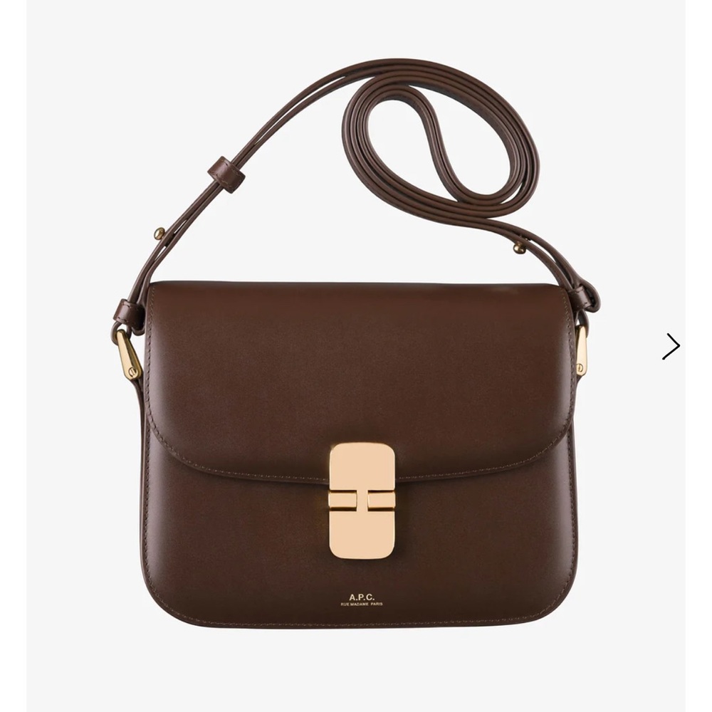 A.P.C. Brown Leather Shoulder Bag with Gold Hardware